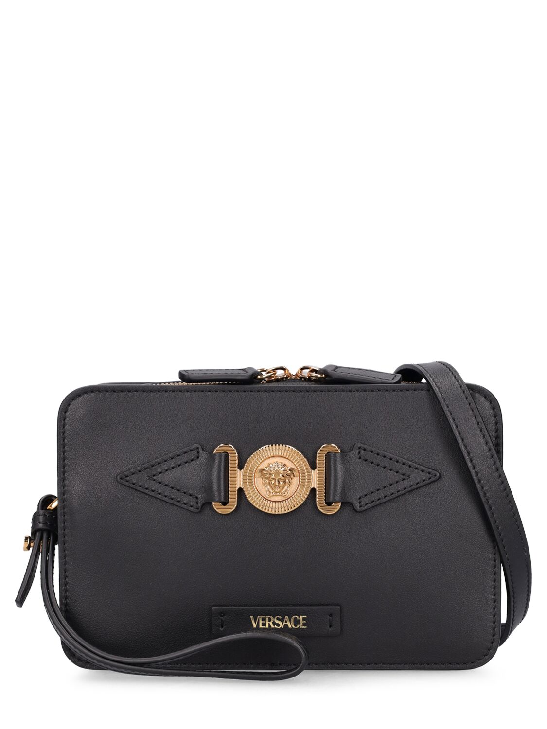 Versace Medusa Leather Camera Bag In Black