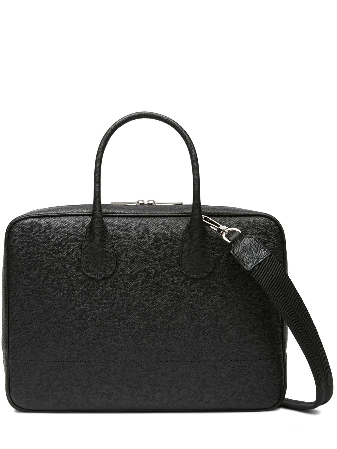Valextra My Logo Leather Briefcase W/ Zip In Black
