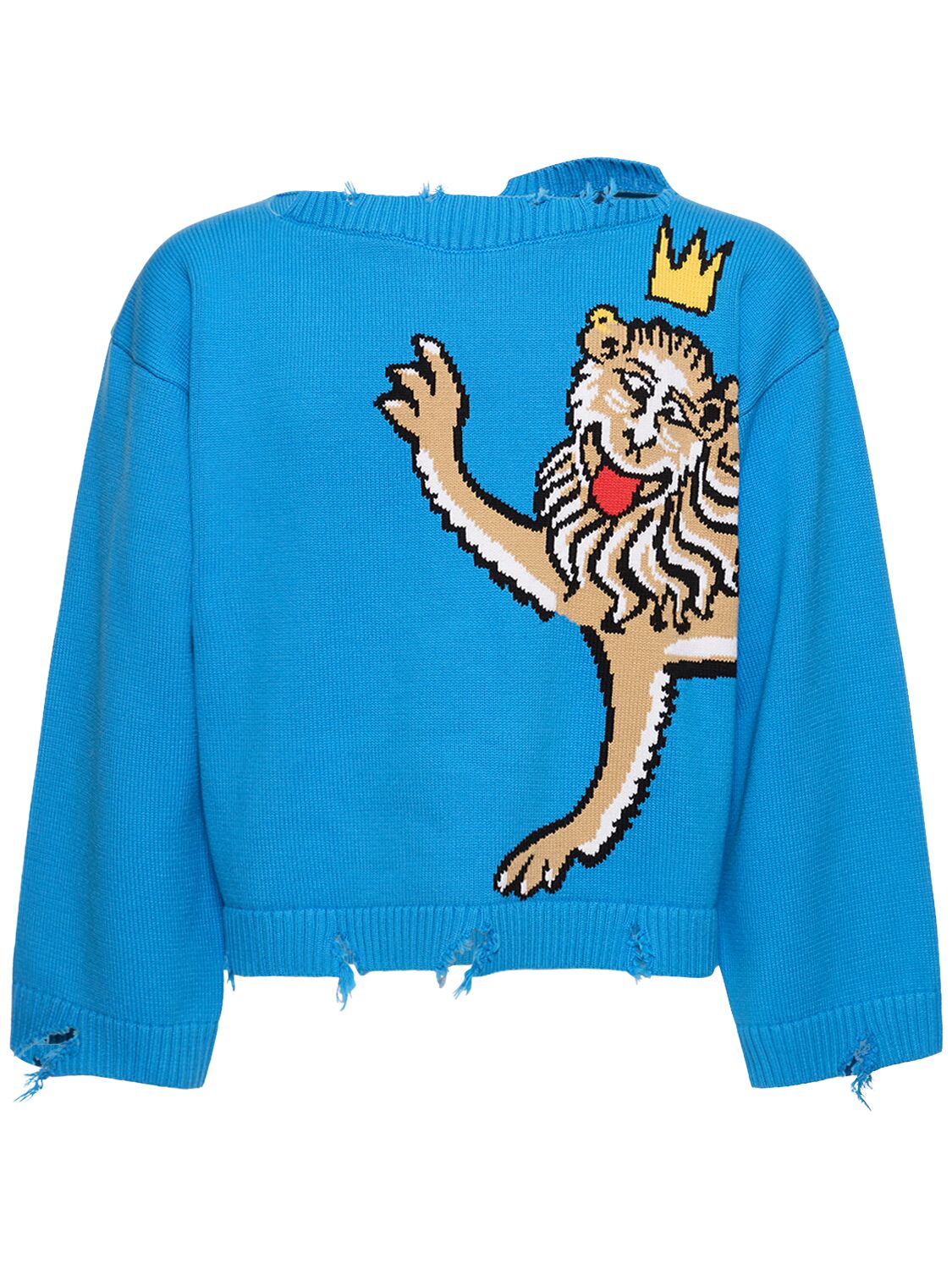 Shop Charles Jeffrey Loverboy Graphic Slash Lion Print Sweater In Blue Silly Lion