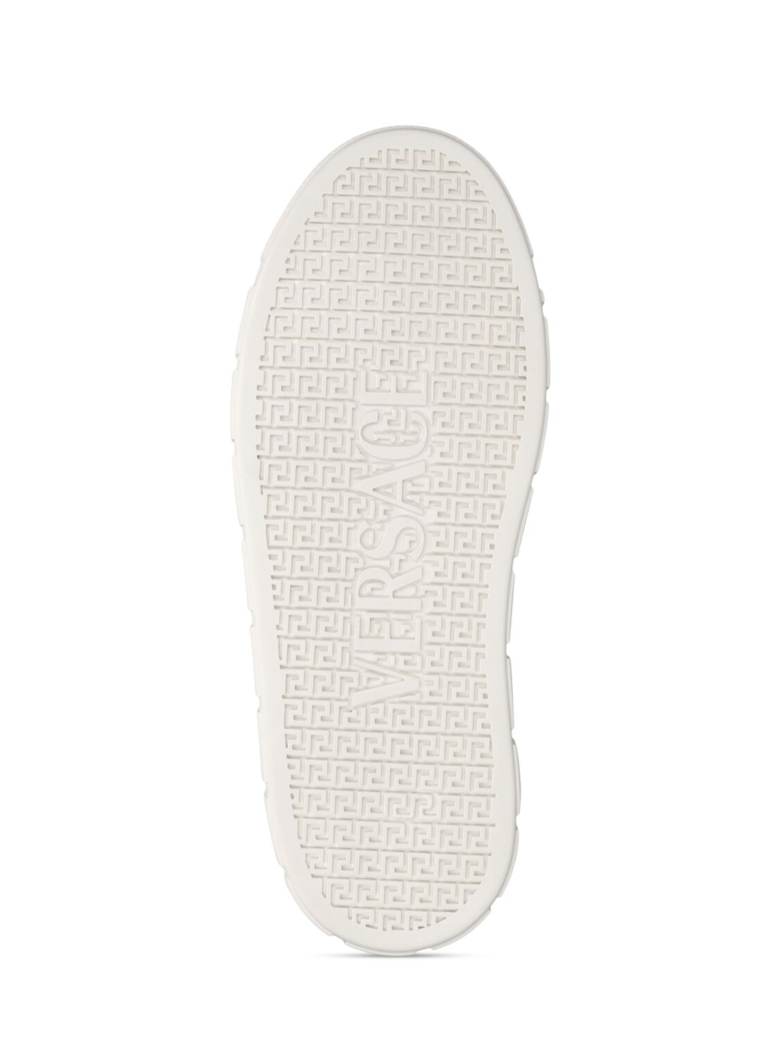 Shop Versace Faux Leather & Crystals Low Top Sneakers In White,pink