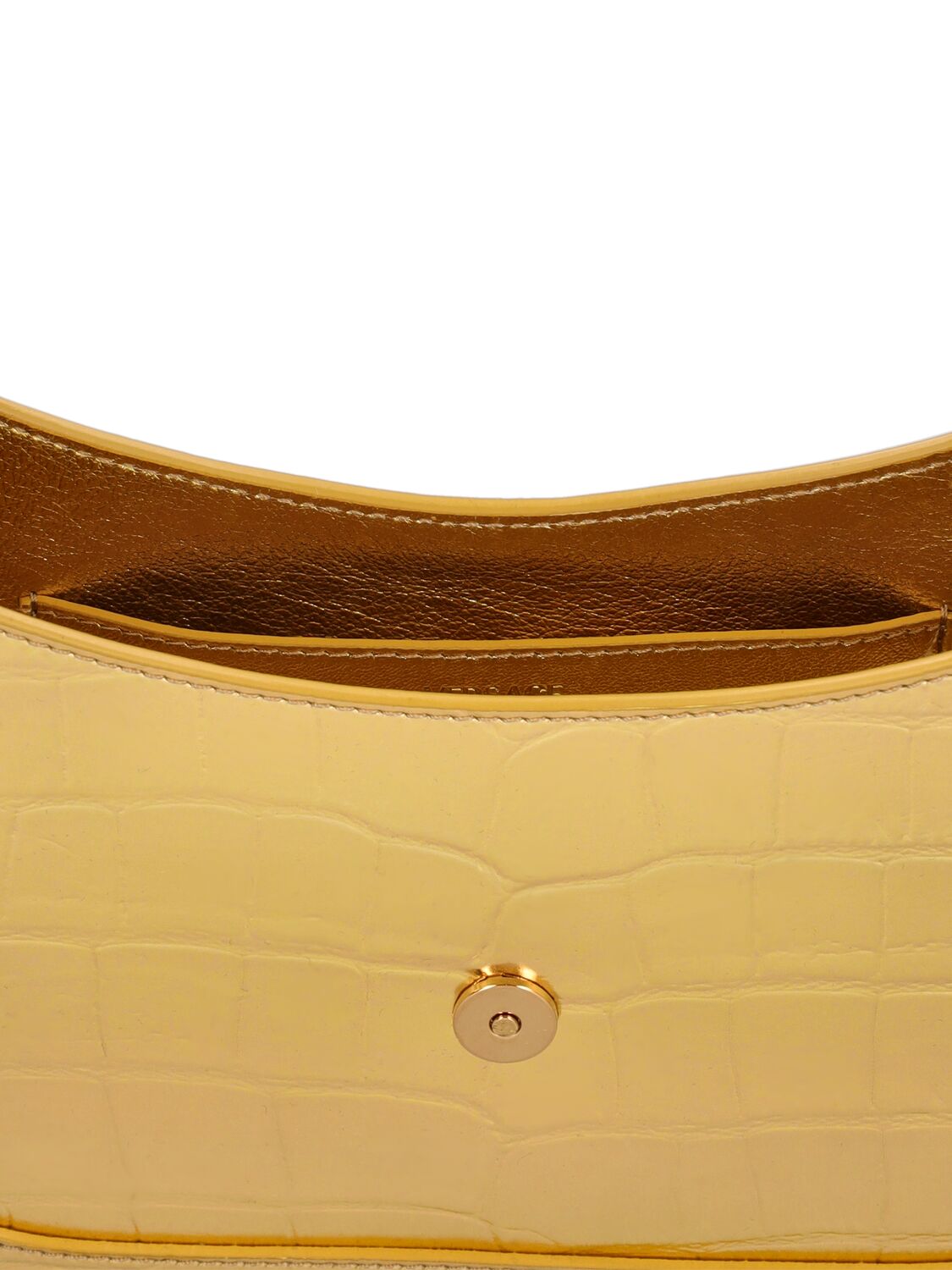 Shop Versace Small Embossed Leather Hobo Bag In Gold
