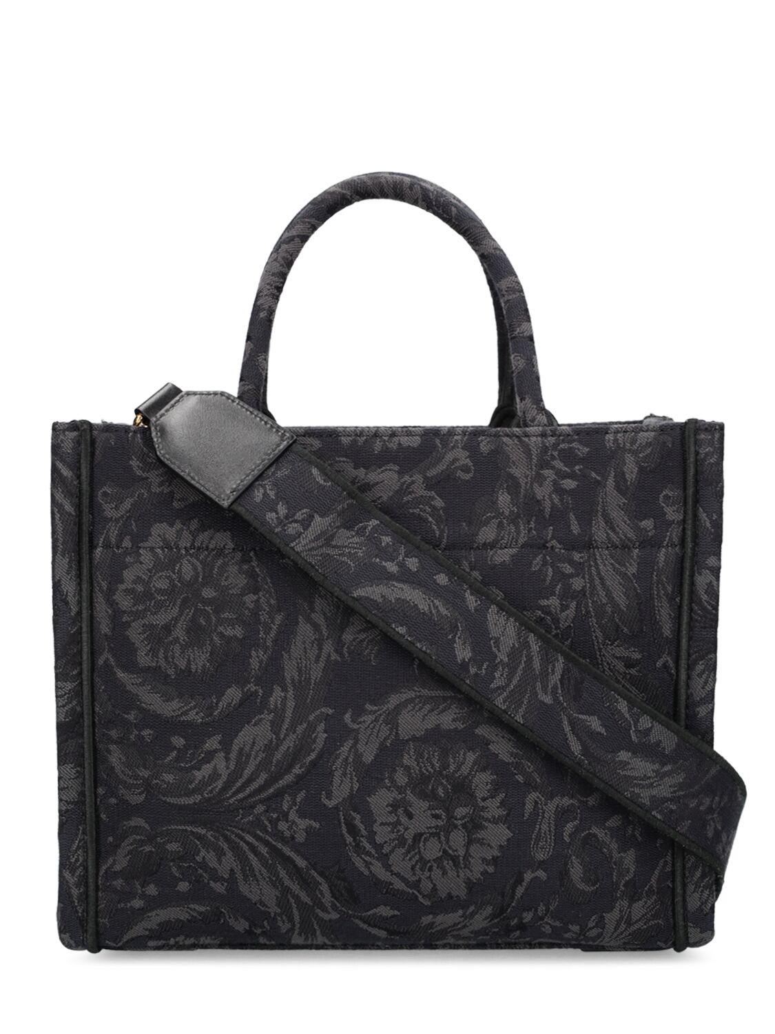 Shop Versace Small Barocco Jacquard Tote Bag In Schwarz