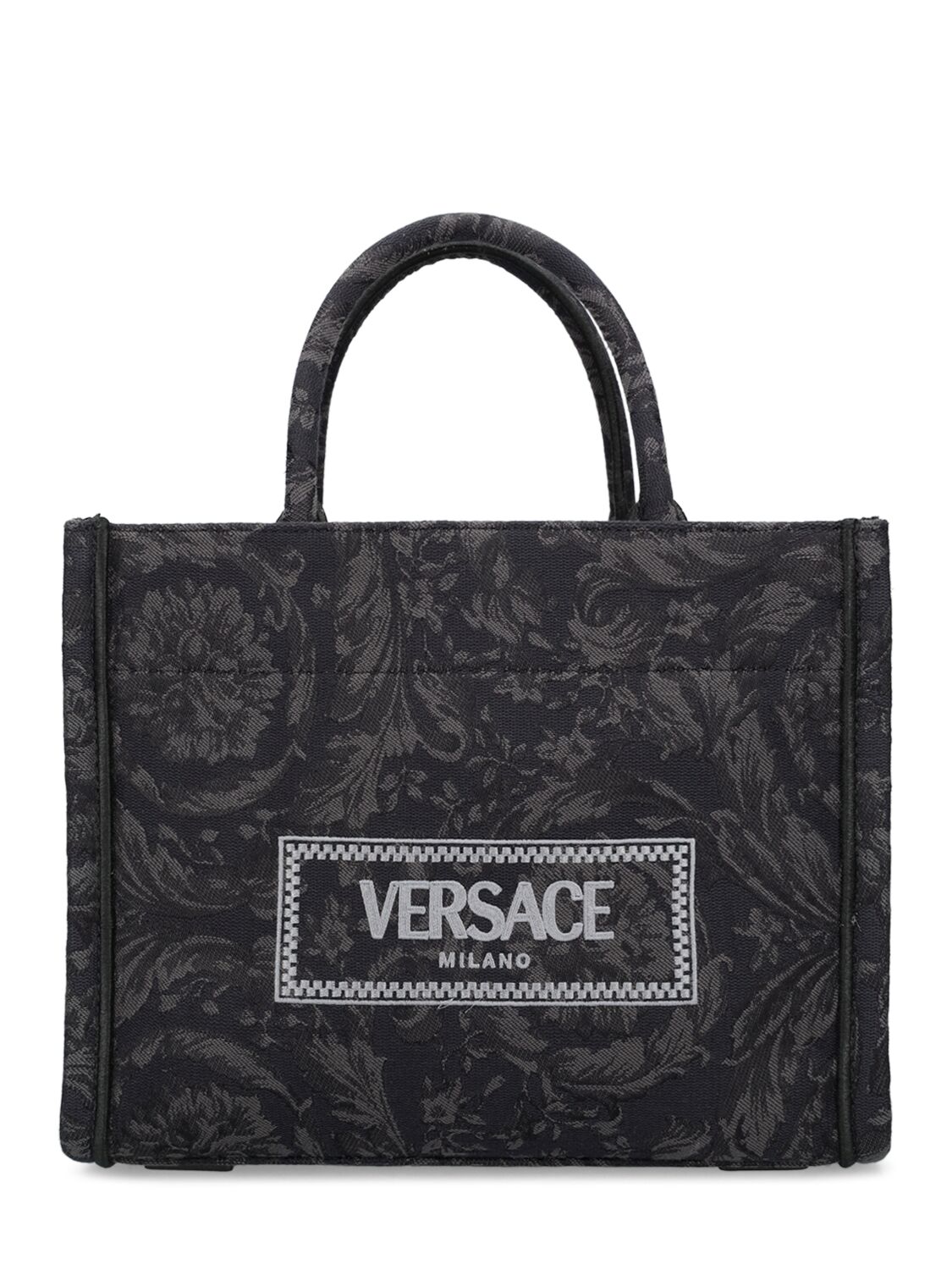 Shop Versace Small Barocco Jacquard Tote Bag In Schwarz