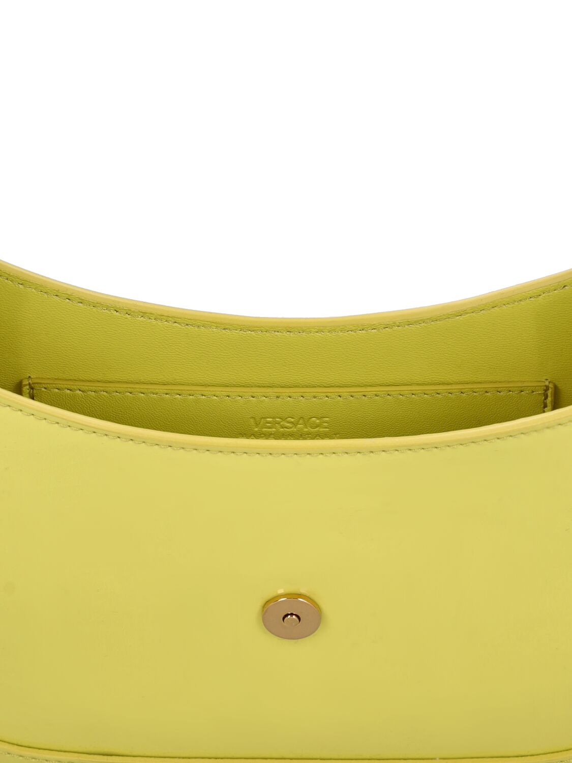 Shop Versace Small Leather Hobo Bag In Yellow Patent