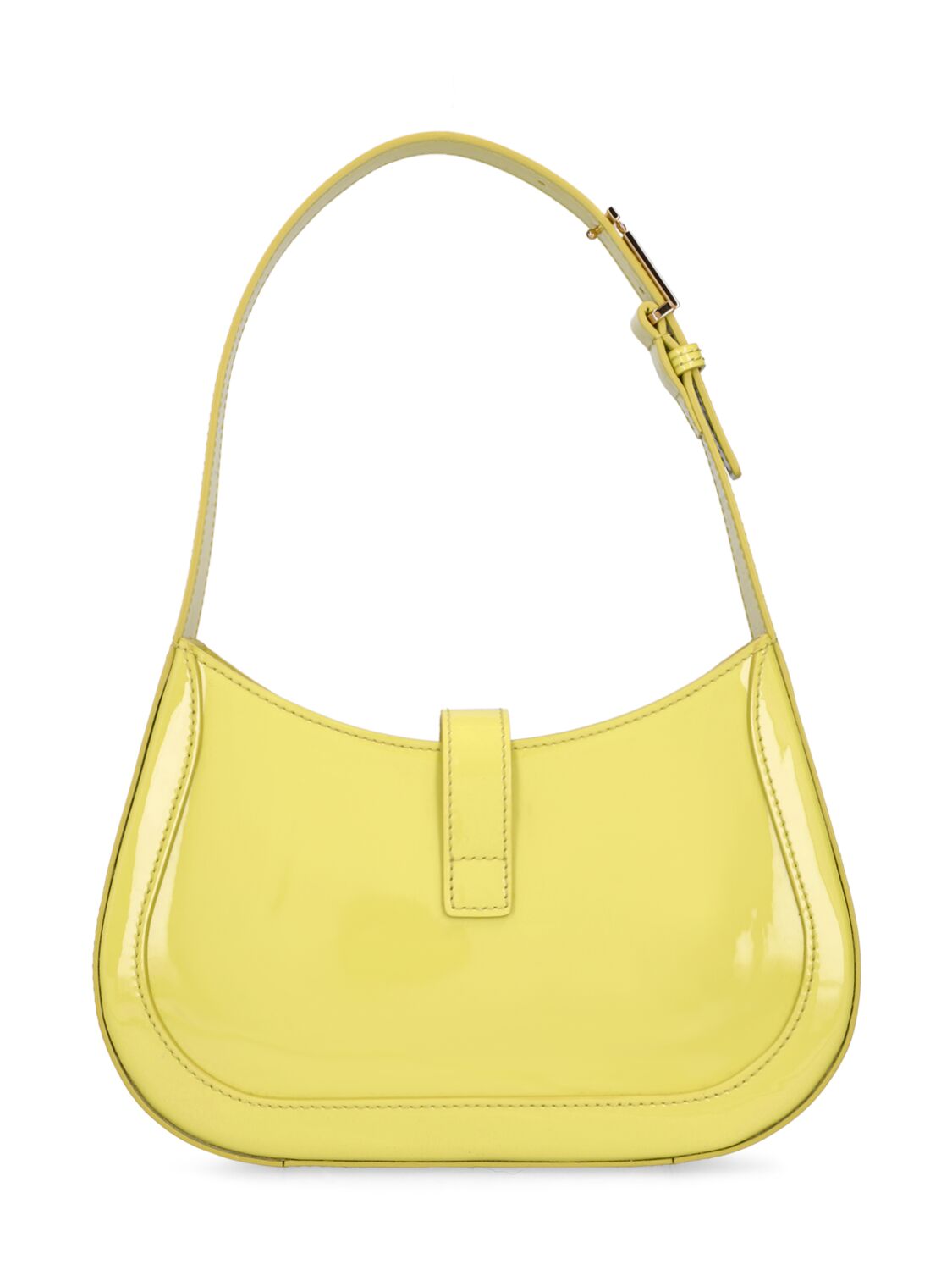 Shop Versace Small Leather Hobo Bag In Yellow Patent