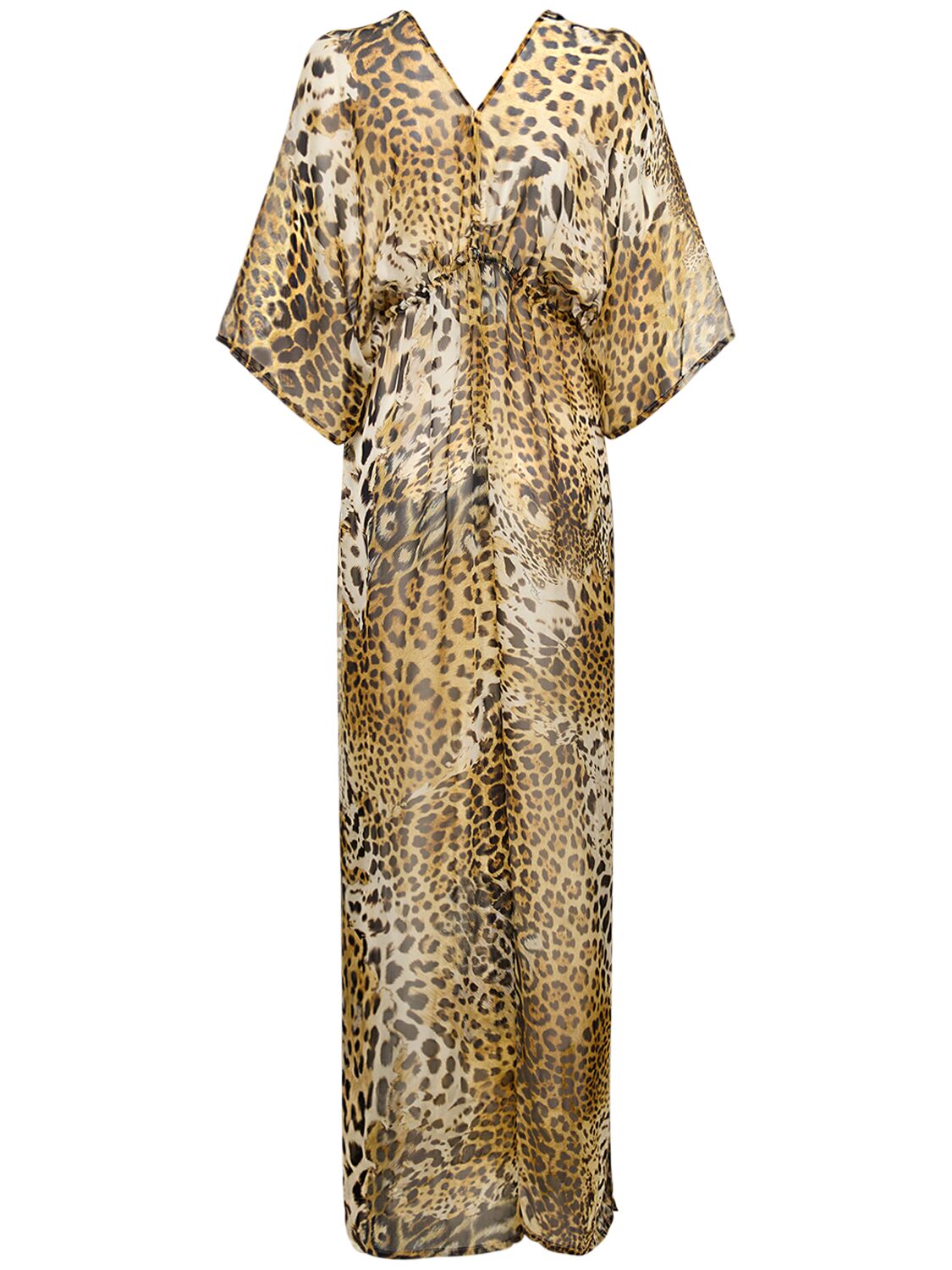 Shop Roberto Cavalli Printed Silk Chiffon Halter Maxi Dress In Multicolor
