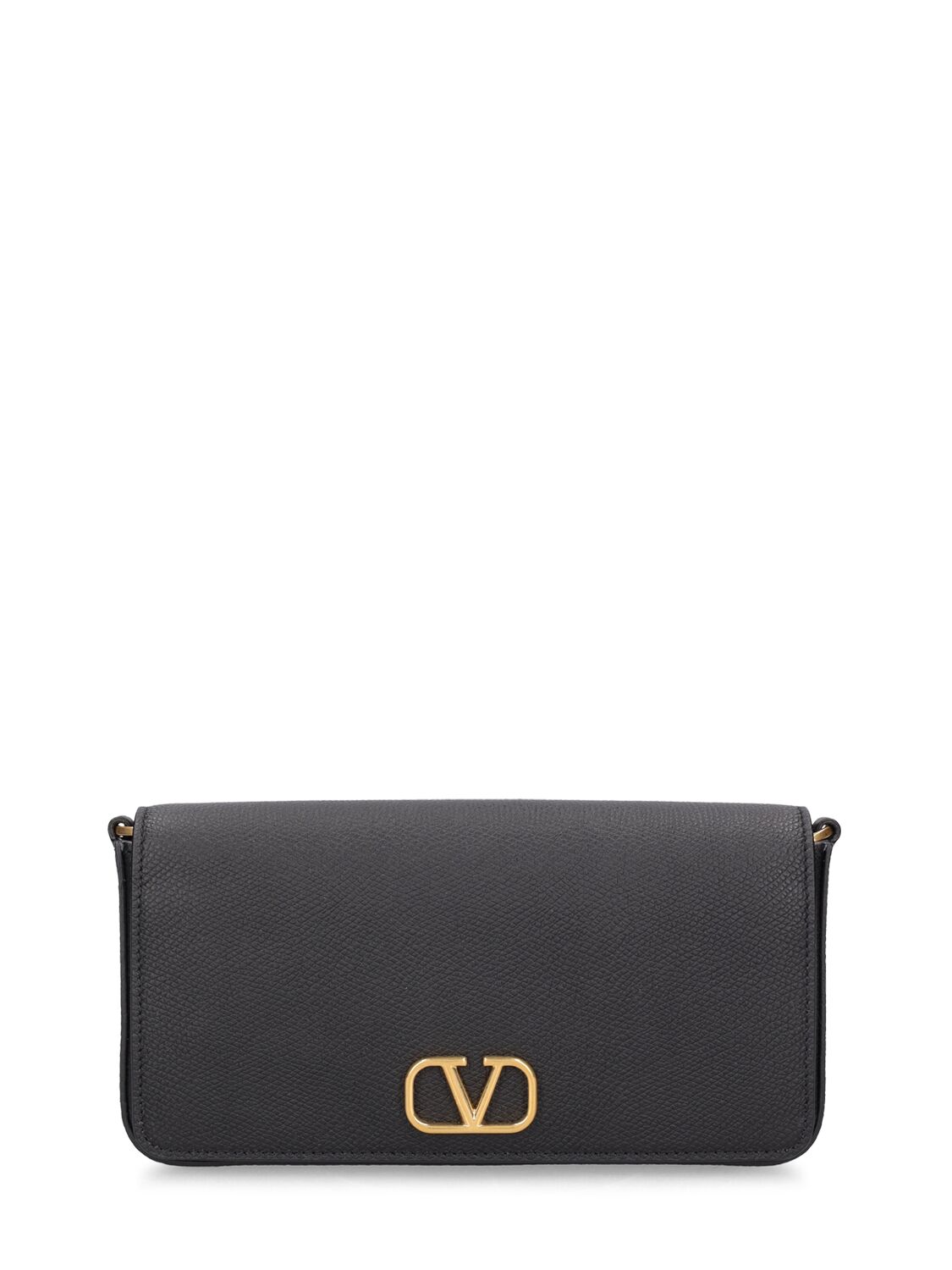 V Logo Signature Leather Pouch