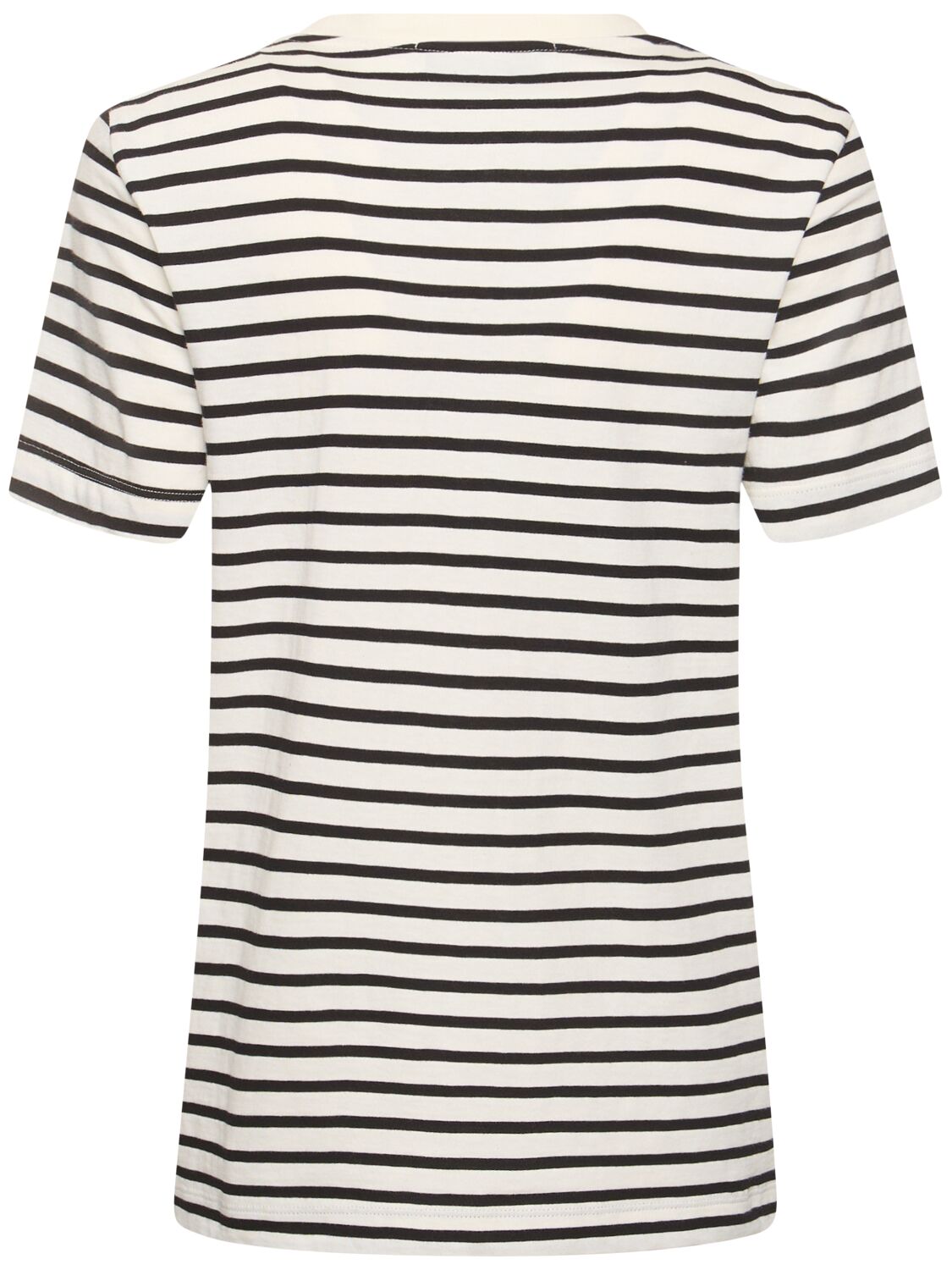 Shop Msgm Striped Cotton T-shirt In Black