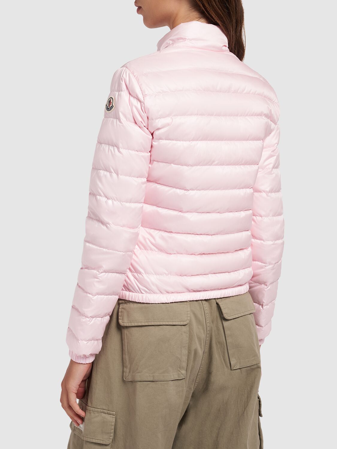 Shop Moncler Lans Short Nylon Down Jacket In Rose