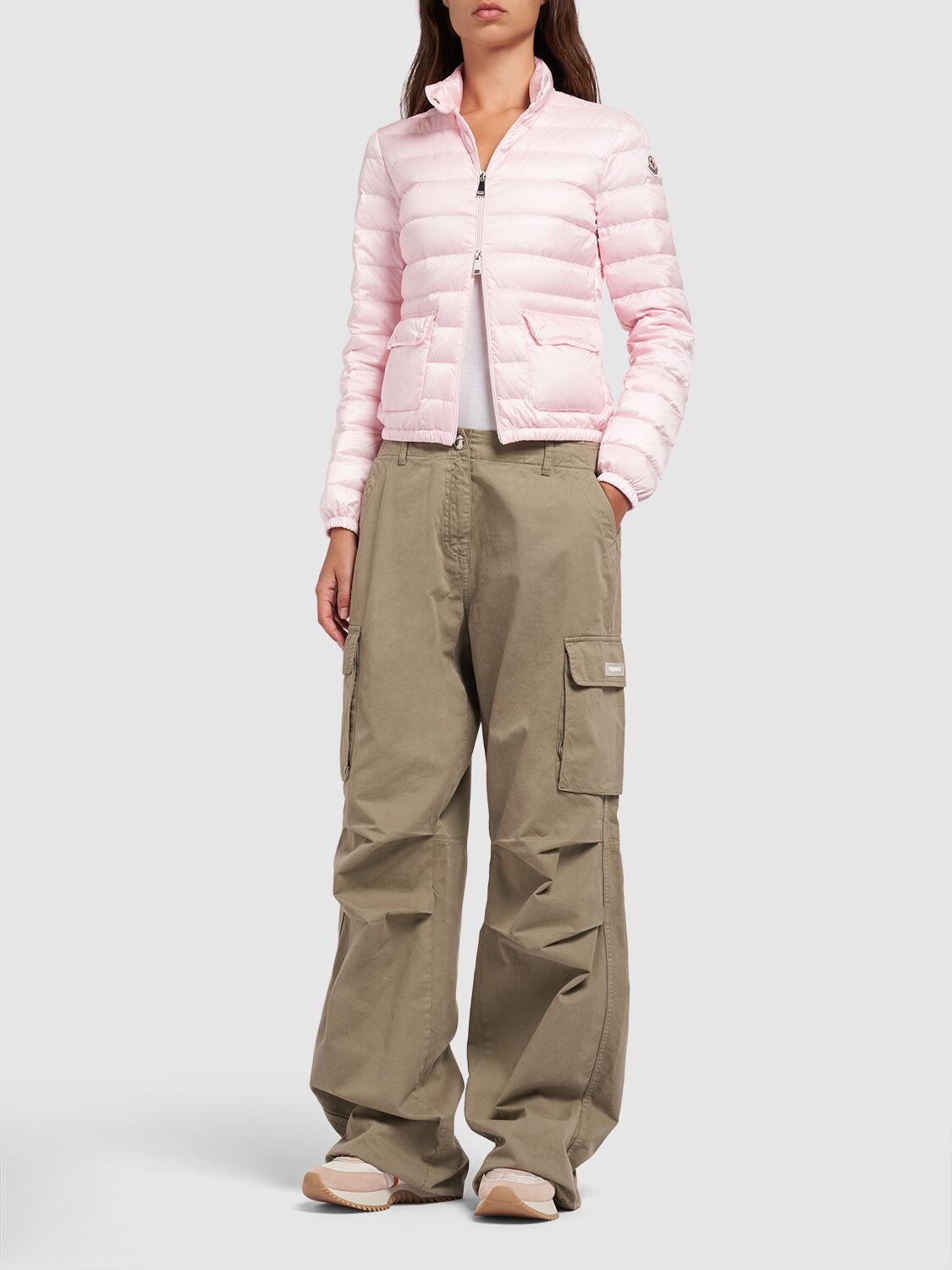 Shop Moncler Lans Short Nylon Down Jacket In Rose