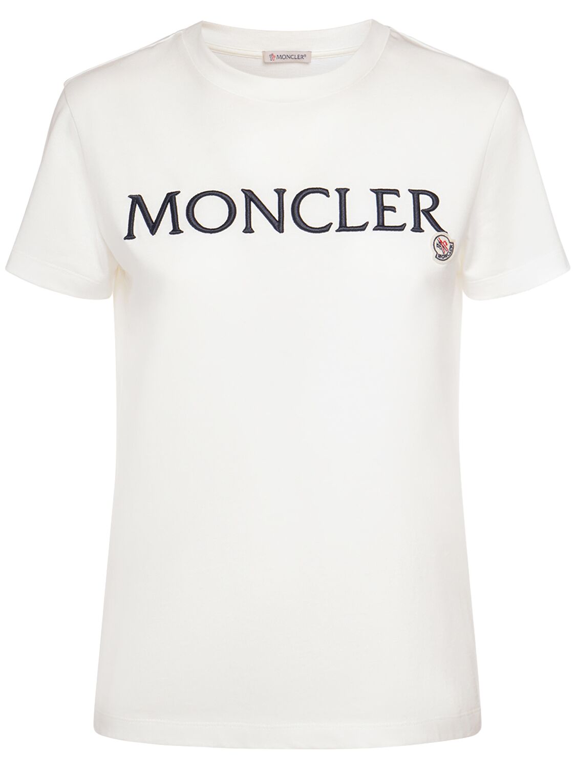 Moncler Embroidered Organic Cotton Logo T-shirt In White