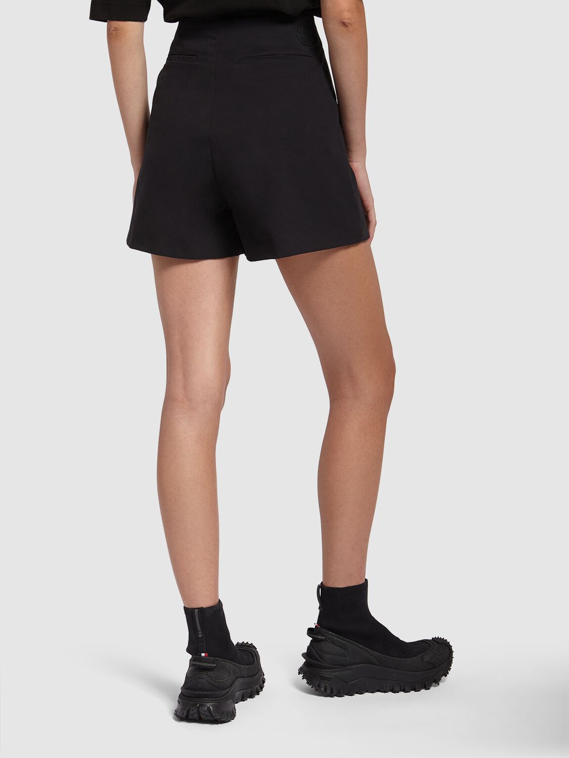 Shop Moncler Structured Tech Shorts In Black