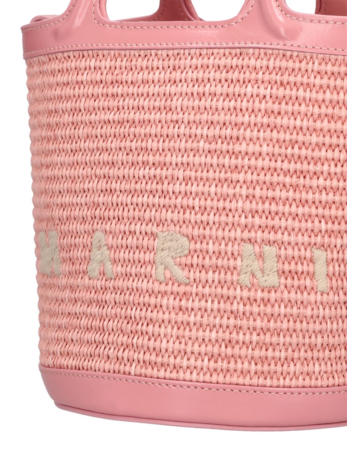 Shop Marni Mini Raffia Effect Bucket Bag In Light Pink