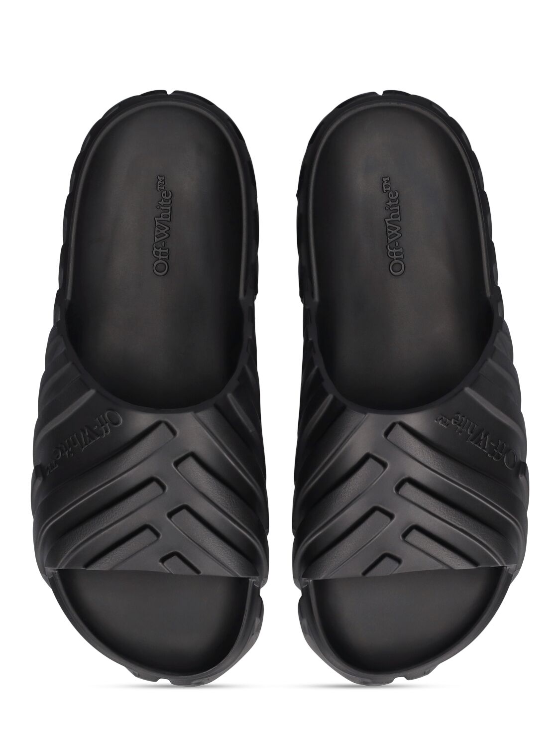 Shop Off-white Exploration Rubber Slide Sandals In Black
