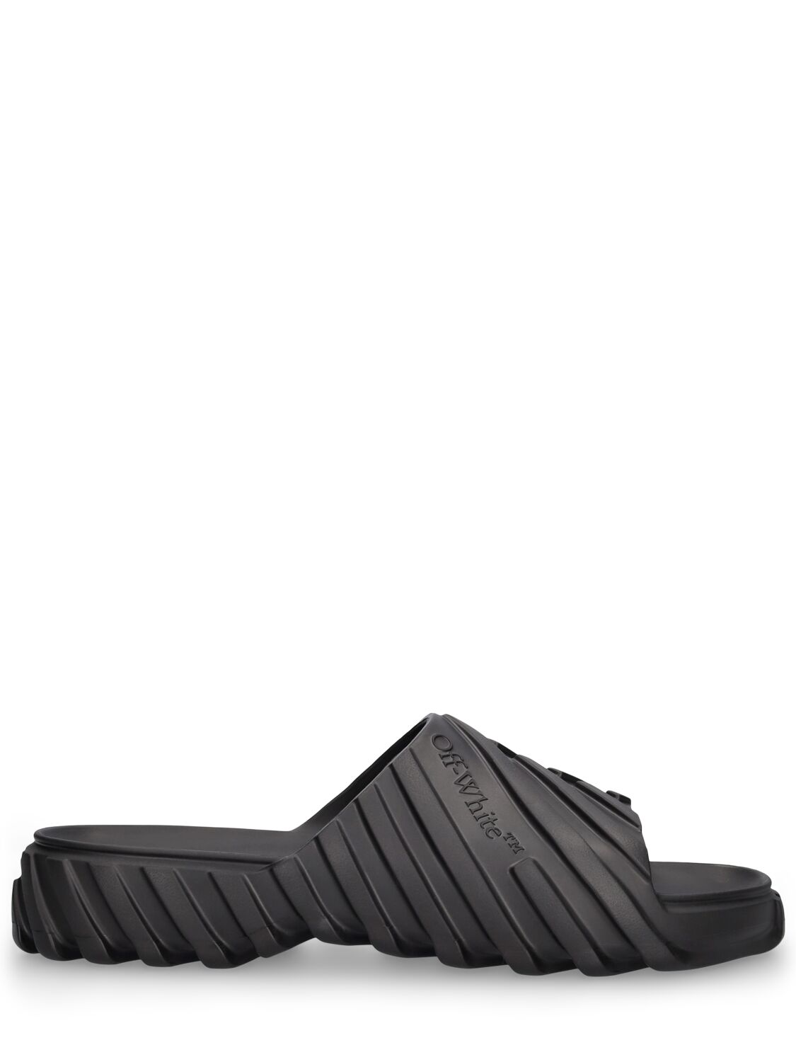 Shop Off-white Exploration Rubber Slide Sandals In Black