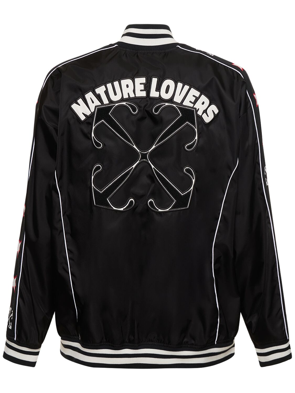Shop Off-white Natlover Nylon Varsity Jacket In Black