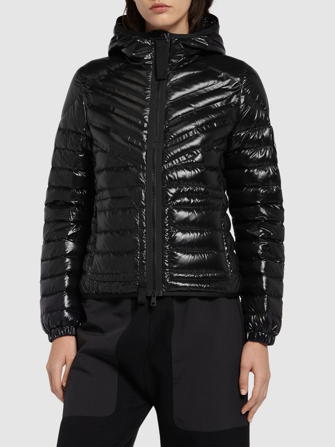 Shop Moncler Cny Bixi Nylon Laquè Down Jacket In Black