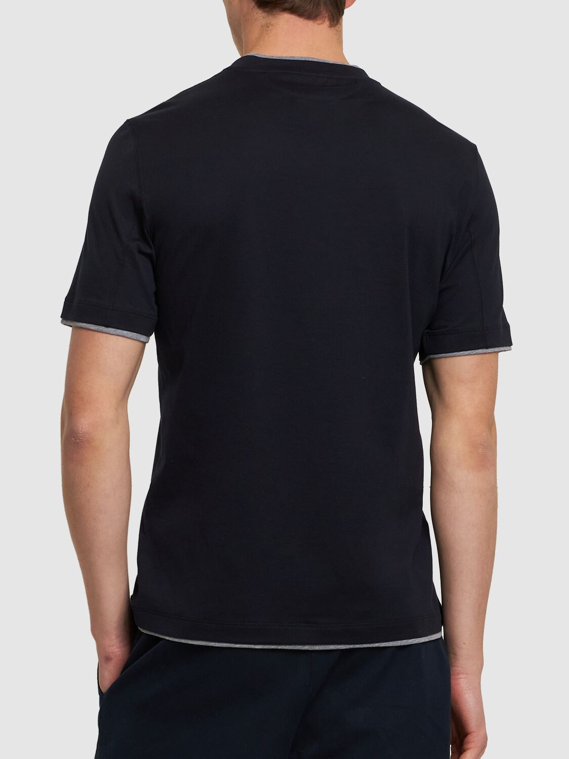 Shop Brunello Cucinelli Layered Cotton Jersey Solid T-shirt In Black