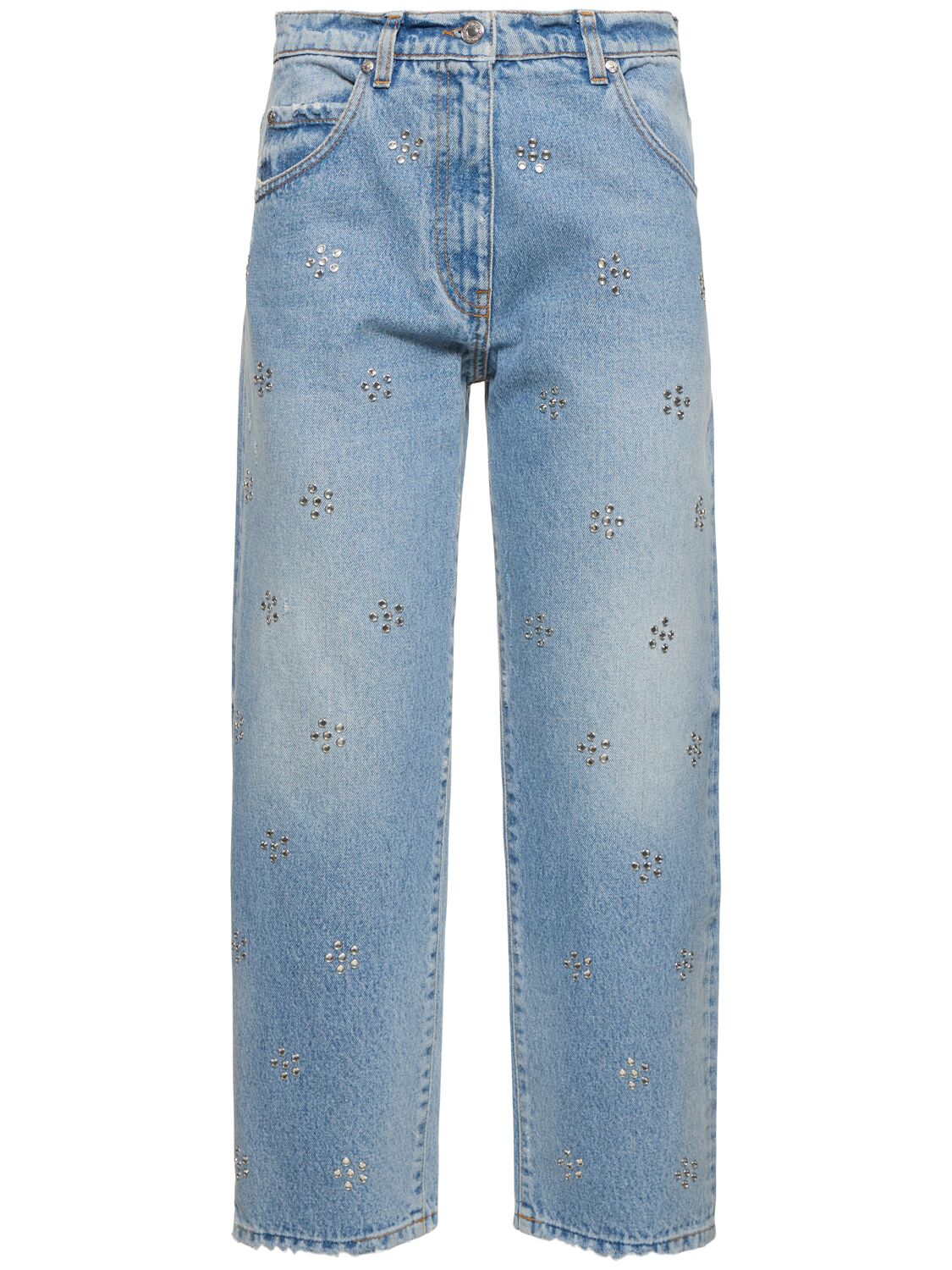 Image of Cotton Denim Crop Jeans