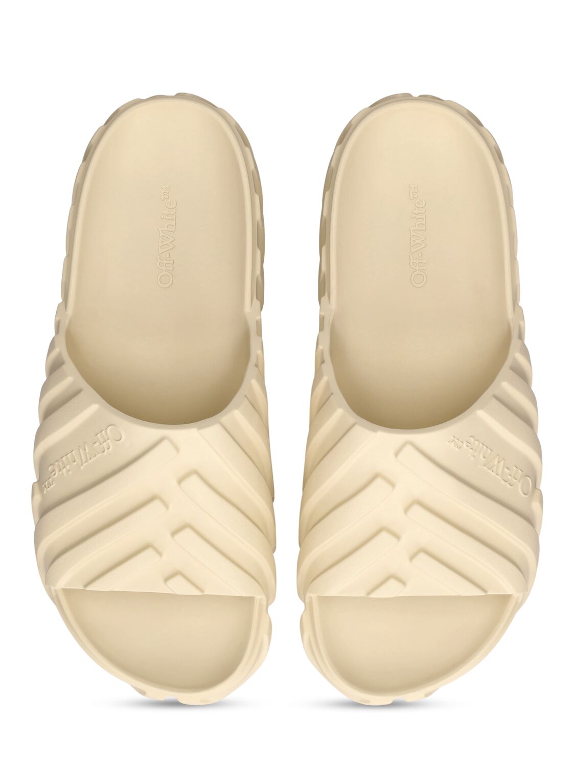 Shop Off-white Exploration Rubber Slide Sandals In Angora