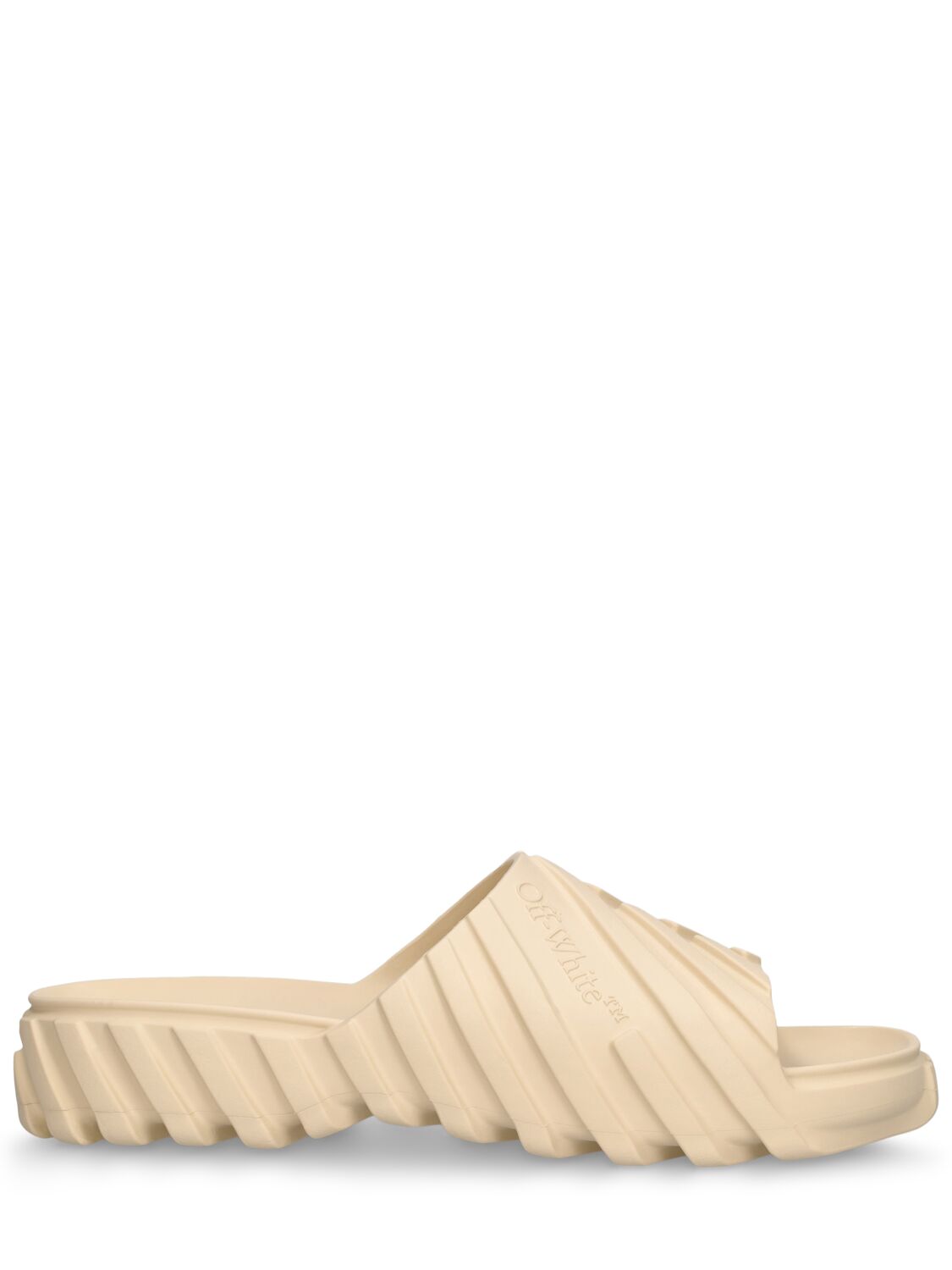 Off-white Exploration Rubber Slide Sandals In Angora