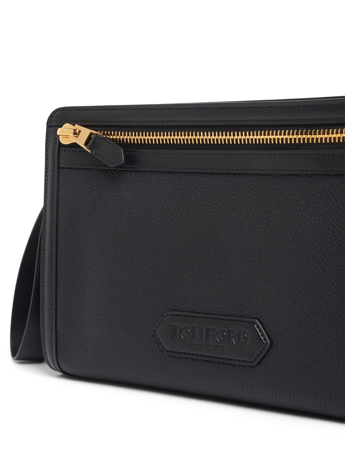 Shop Tom Ford Buckley Line Grained Leather Pouch In Black