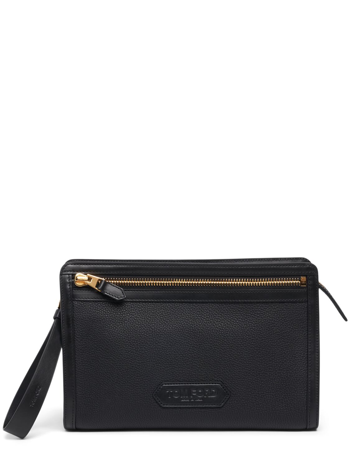 Tom Ford Buckley Line Grained Leather Pouch In Black