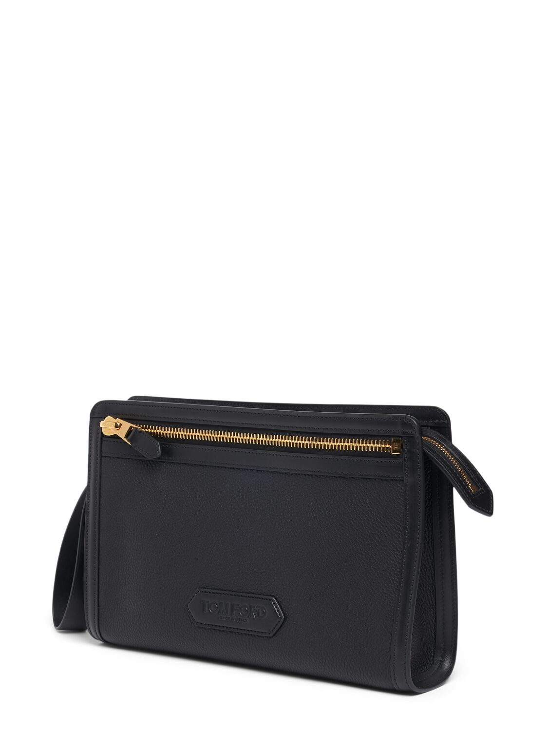 Shop Tom Ford Buckley Line Grained Leather Pouch In Black