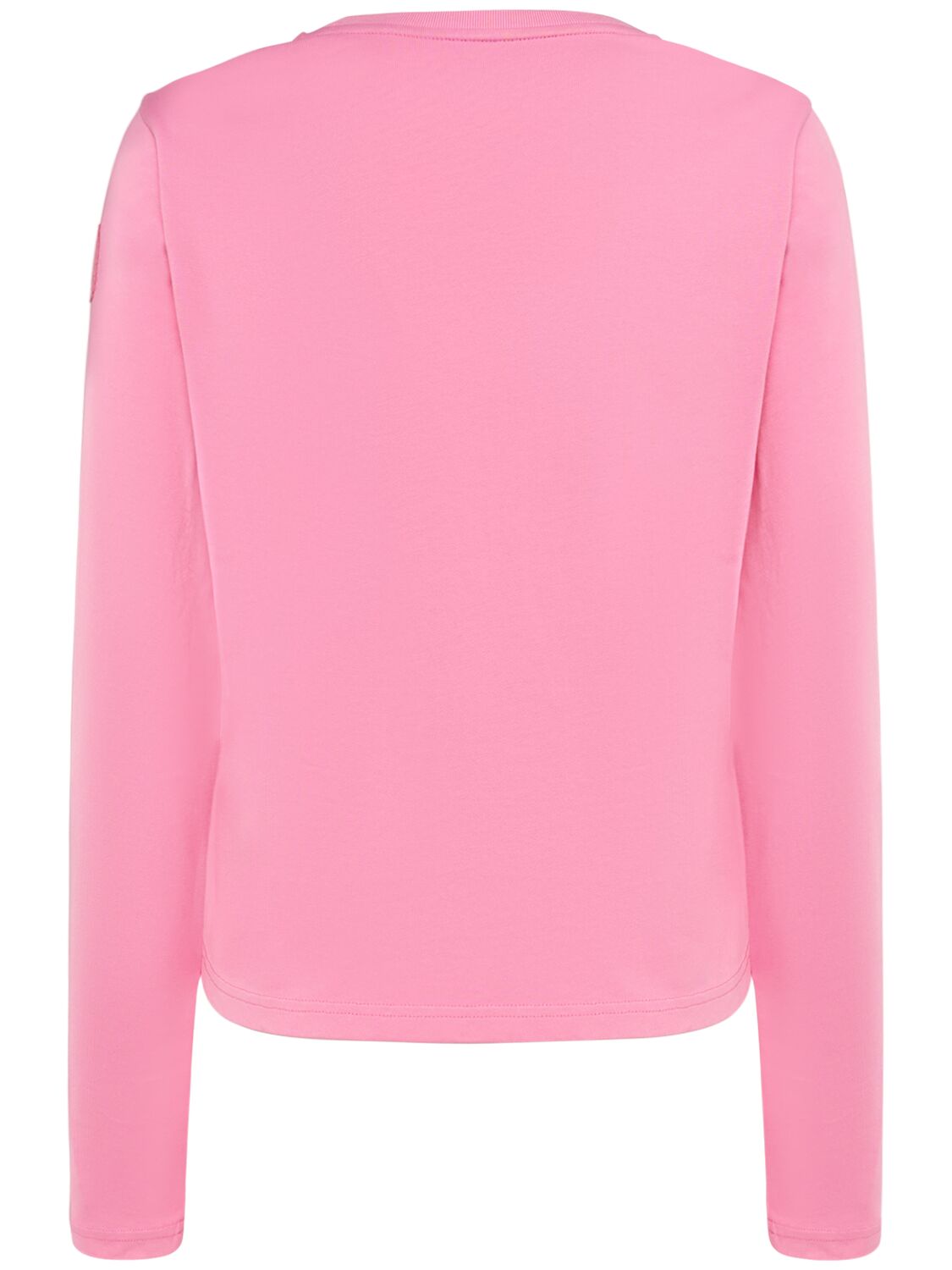 Shop Moncler Cny Logo Cotton Long Sleeve T-shirt In Pink