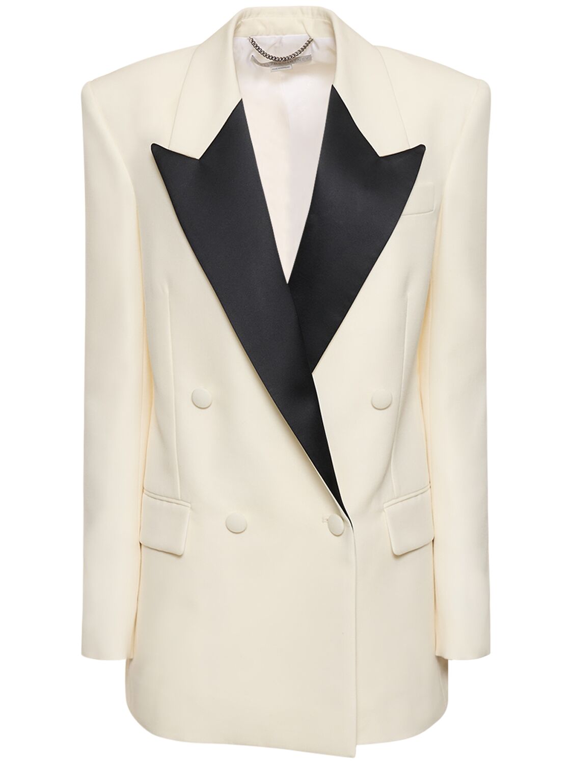 Stella Mccartney Double Breasted Tuxedo Jacket In White,black