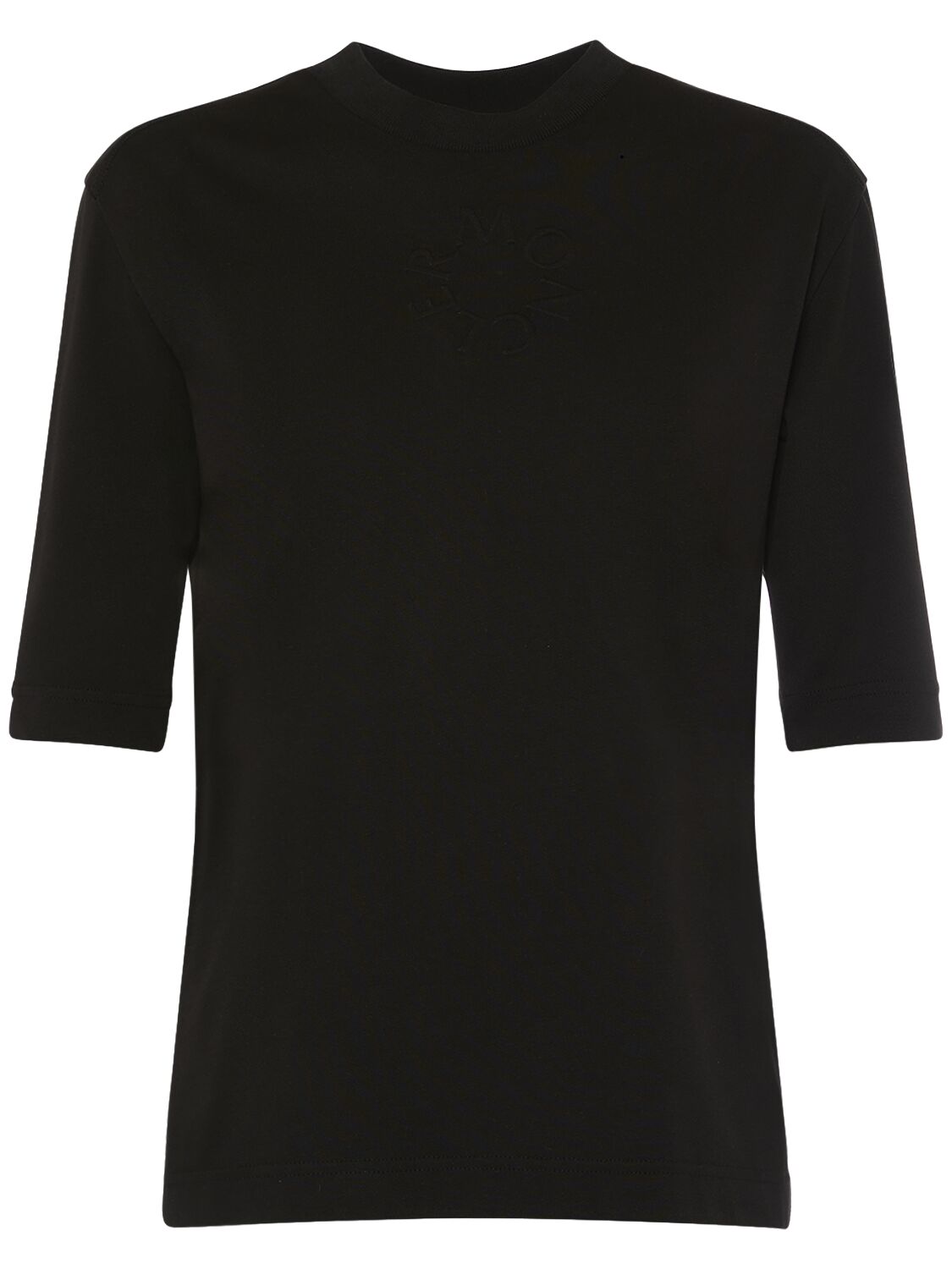 Moncler Embossed Logo Cotton Jersey T-shirt In Black