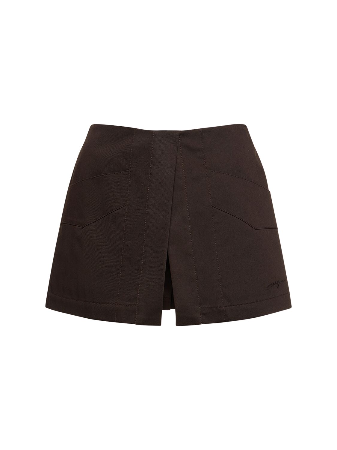 Msgm Stretch Cotton Shorts In Brown