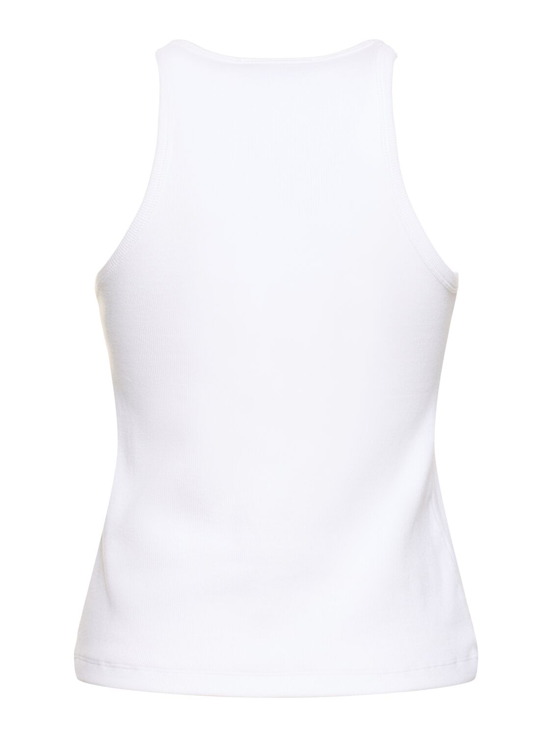 Shop Msgm Ribbed Stretch Cotton Tank Top In Optic White