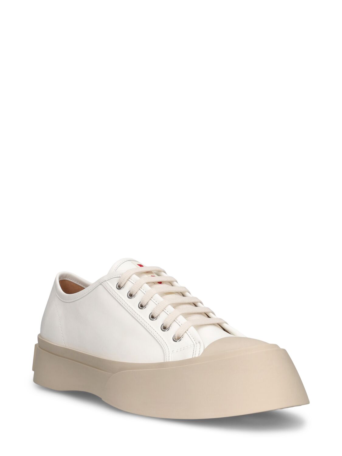 Shop Marni Pablo Leather Low Top Sneakers In White