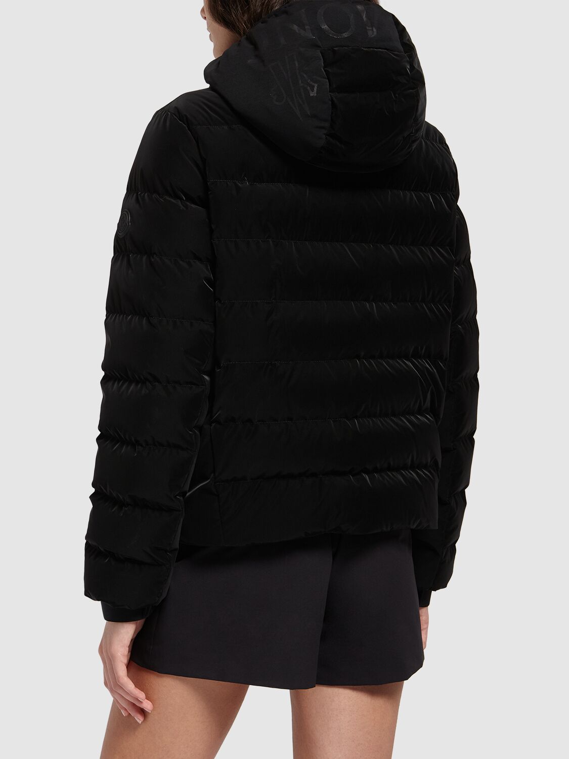 Shop Moncler Ananke Nylon Short Down Jacket In Black