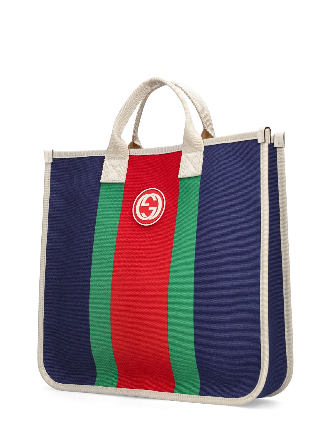 Shop Gucci Maxi Web Cotton Tote Bag In Multicolor