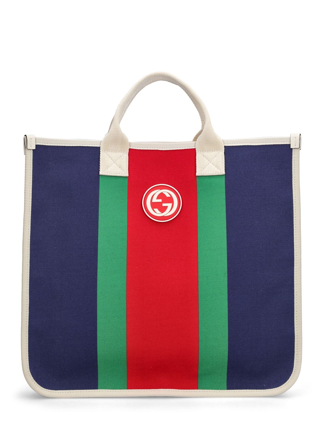 Shop Gucci Maxi Web Cotton Tote Bag In Multicolor