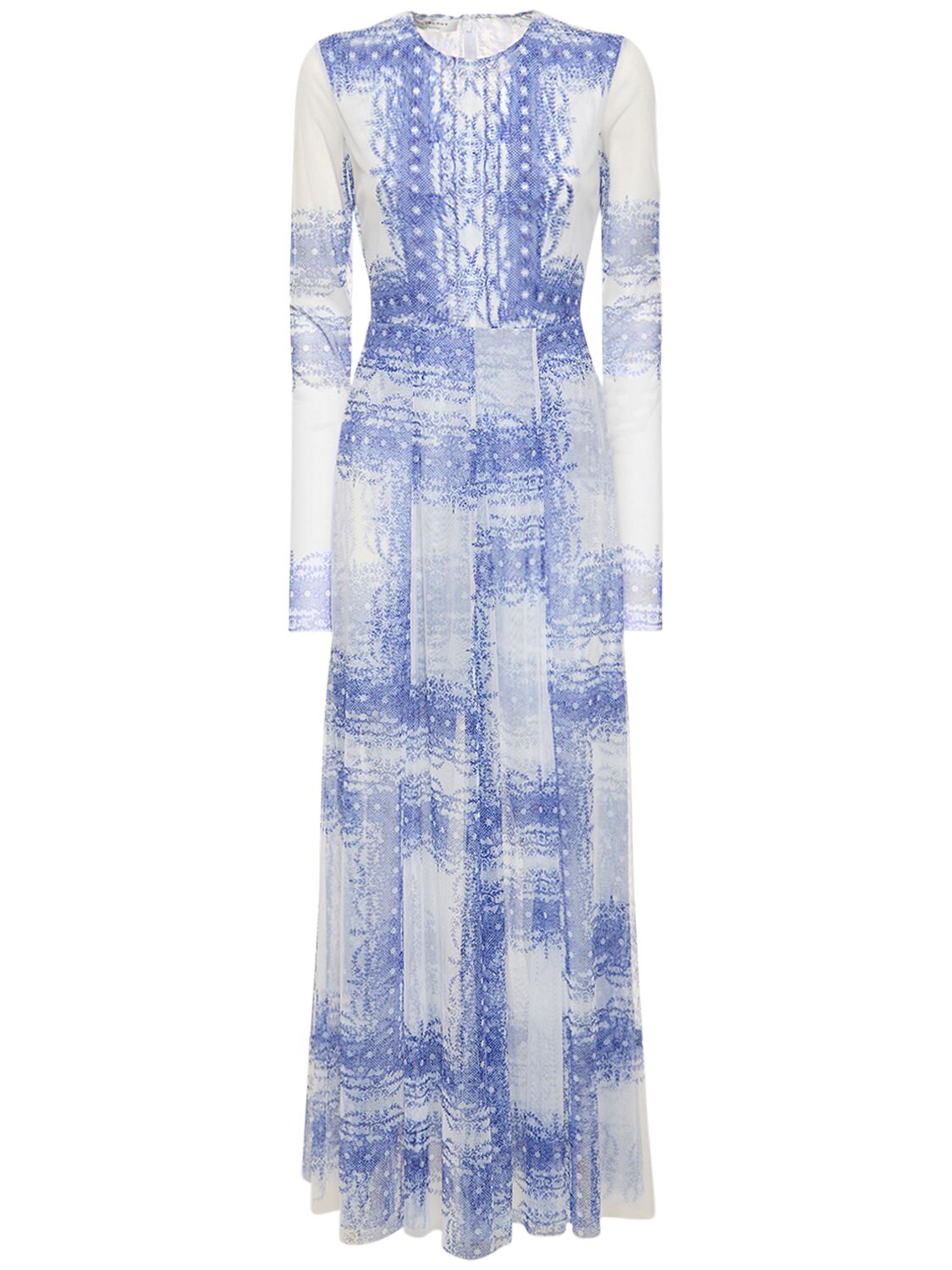 PHILOSOPHY DI LORENZO SERAFINI PRINTED TULLE LONG DRESS 