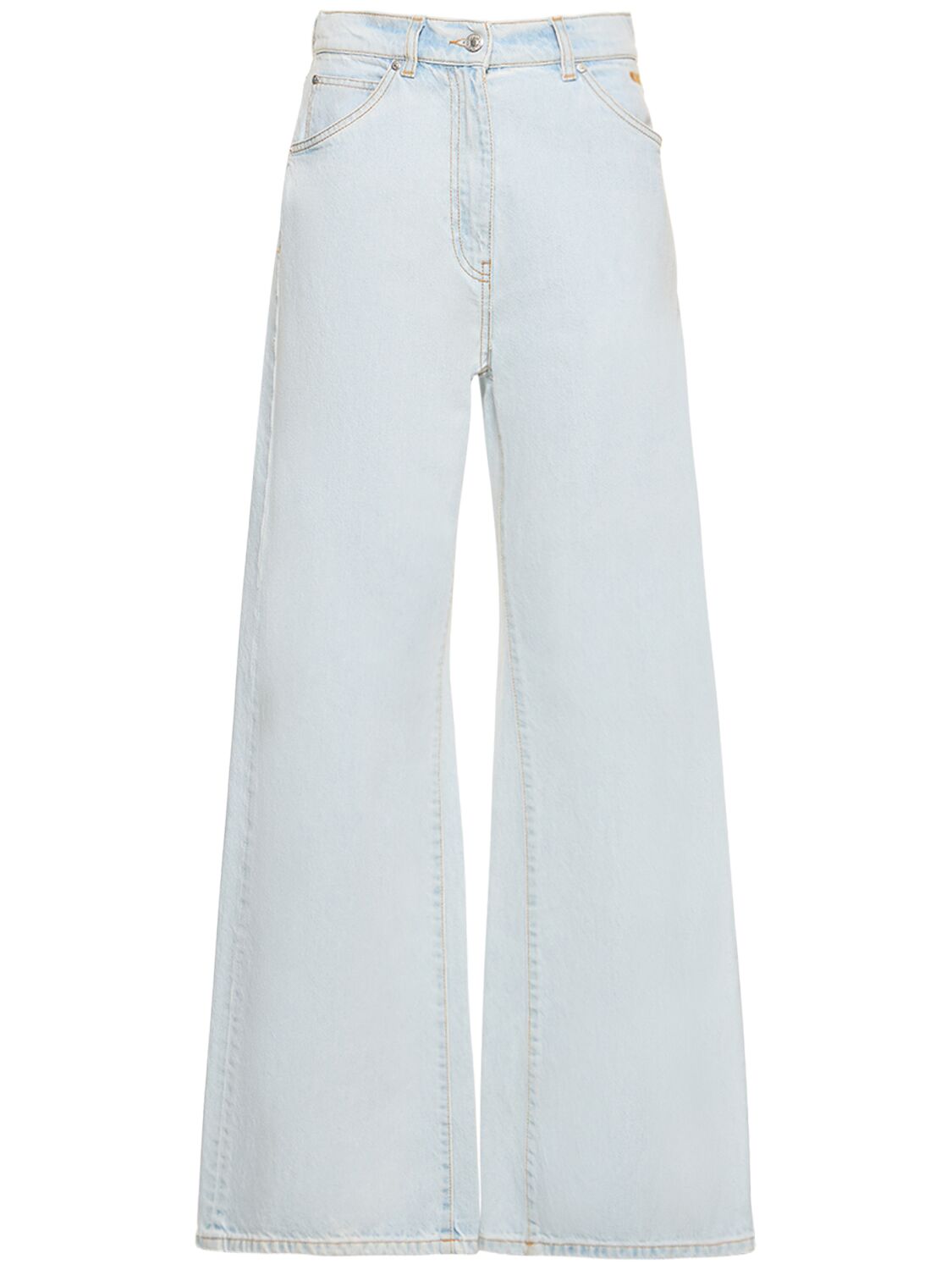 Msgm Cotton Wide Jeans In Light Blue