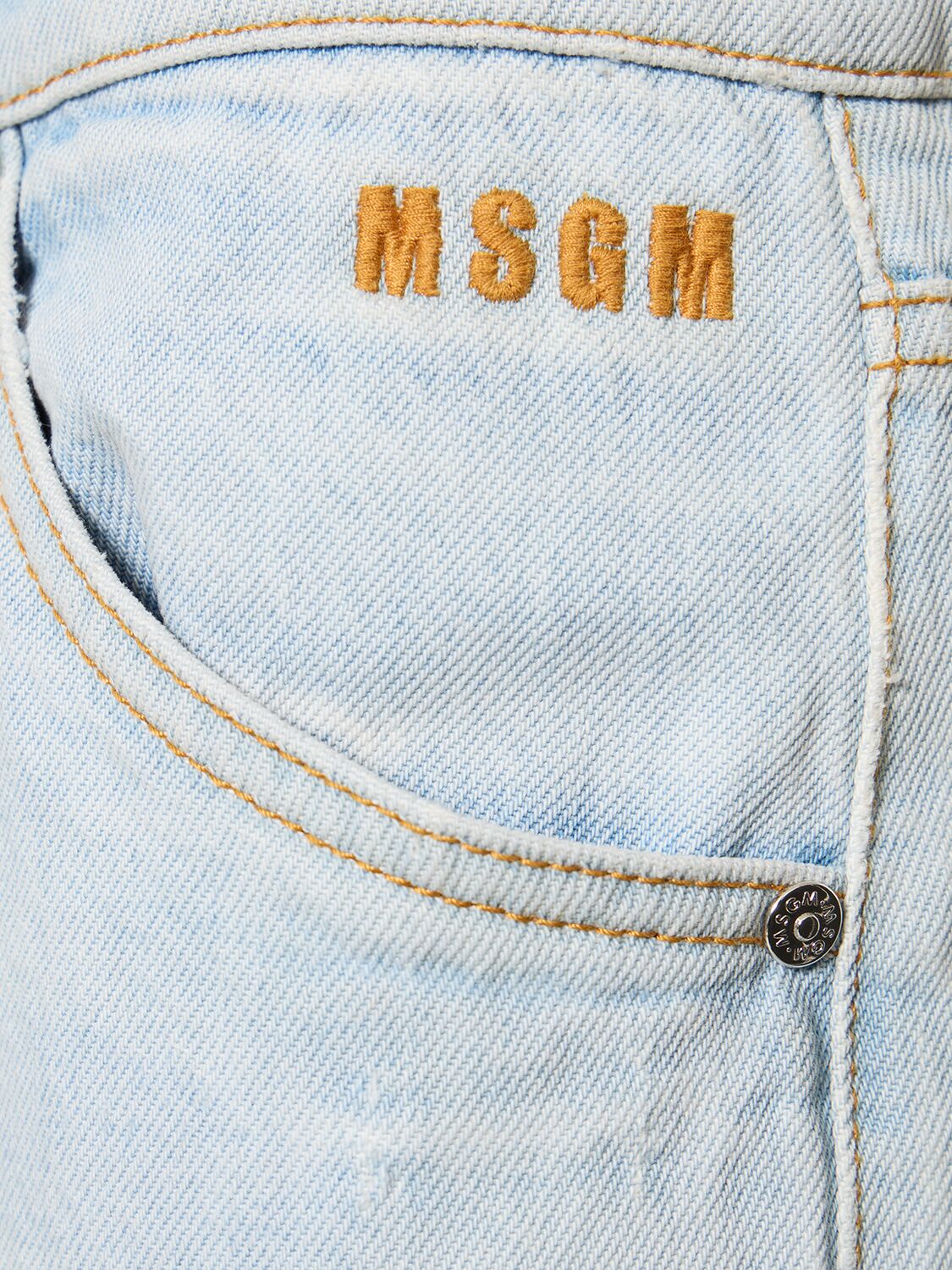Shop Msgm Cotton Wide Jeans In Light Blue