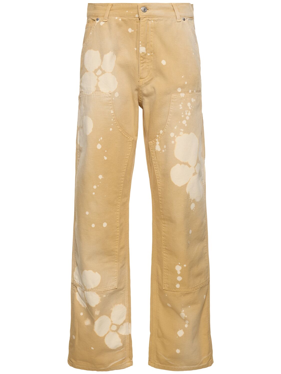 Msgm Printed Cotton Jeans In Beige