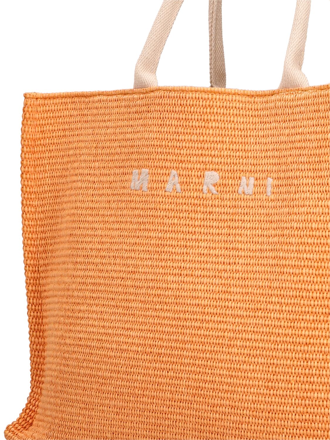 Shop Marni Large Logo Raffia Effect Tote Bag In Arabesque
