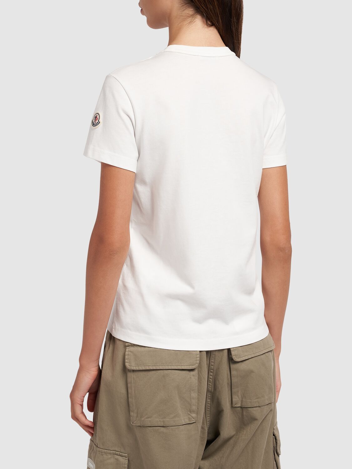 Shop Moncler Cotton Jersey T-shirt In White