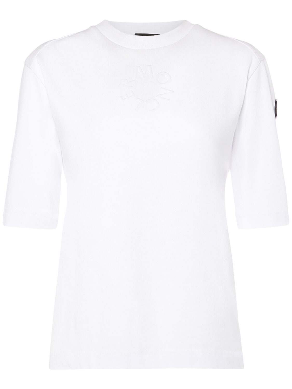 Moncler Embossed Logo Cotton Jersey T-shirt In White
