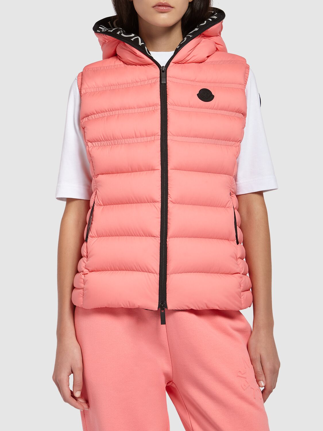 Shop Moncler Aliterse Nylon Down Vest In Coral