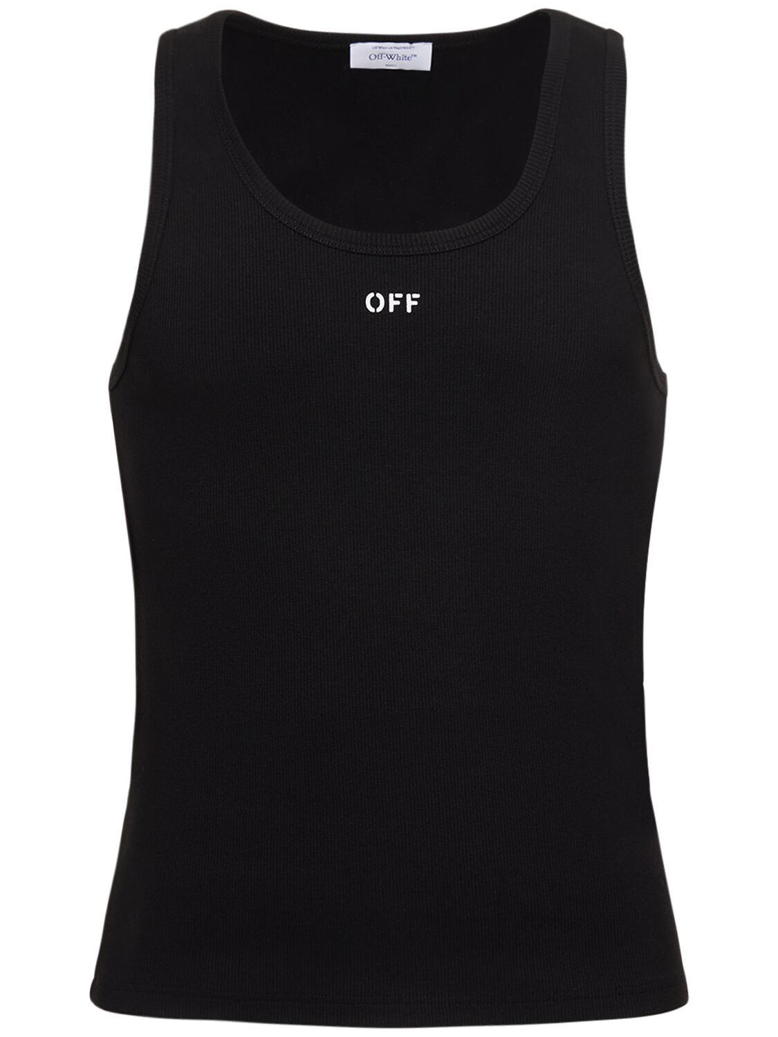 Off-white Off Stamp Cotton Blend Tank Top In Black