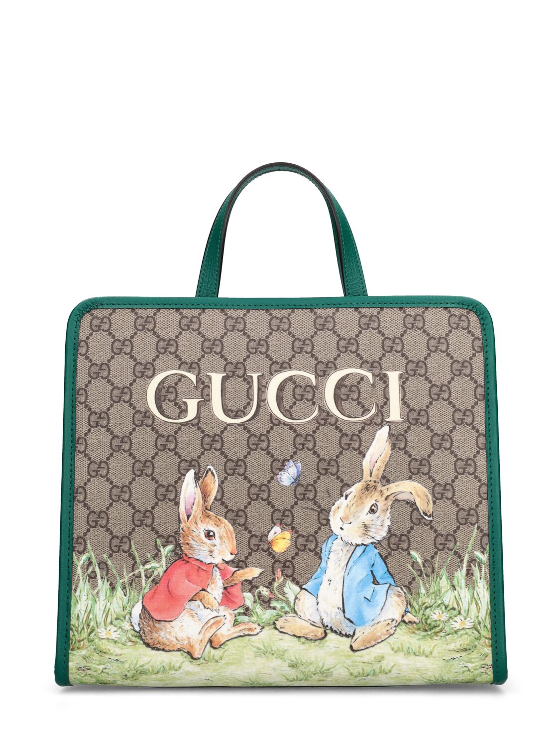 Gucci Kids' Peter Rabbit Gg Supreme Tote Bag In Ebony,multi