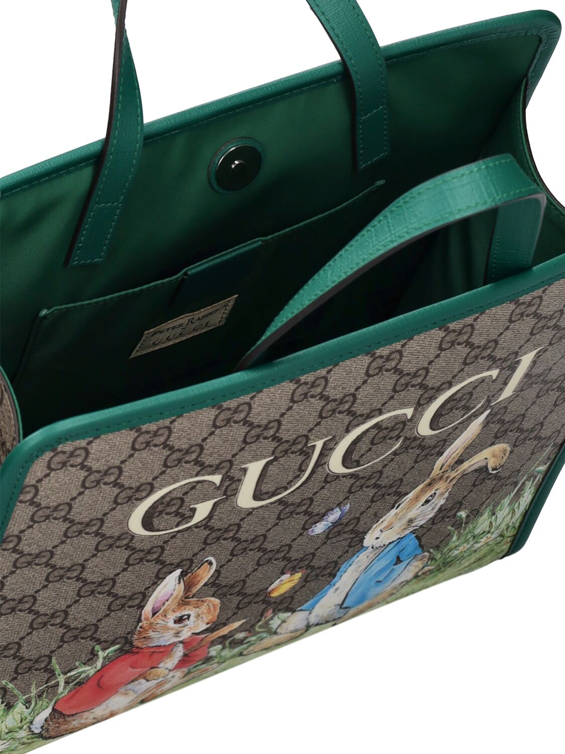 Shop Gucci Peter Rabbit Gg Supreme Tote Bag In Ebony,multi