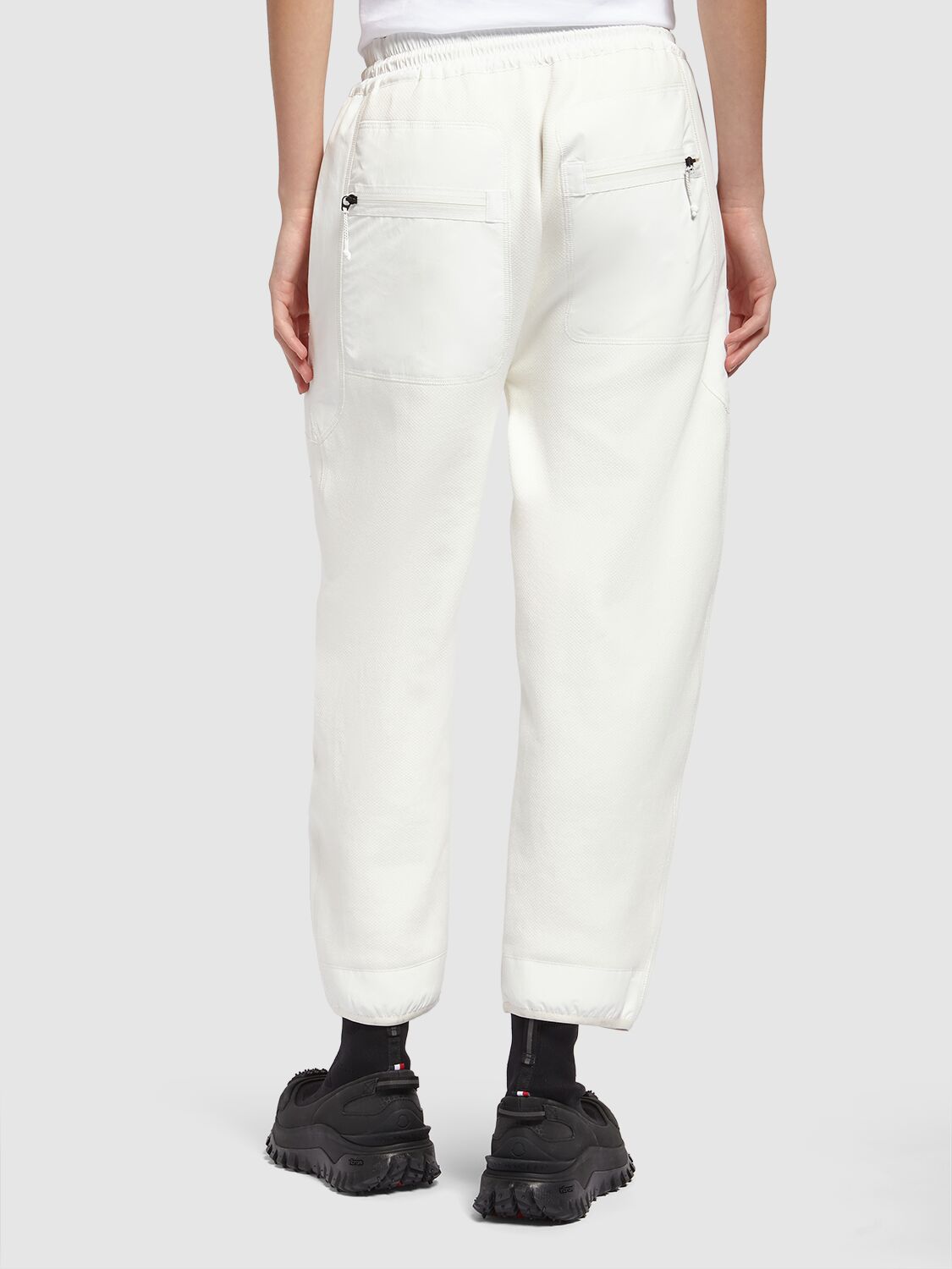 Shop Moncler Cny Cotton Jogging Pants In White