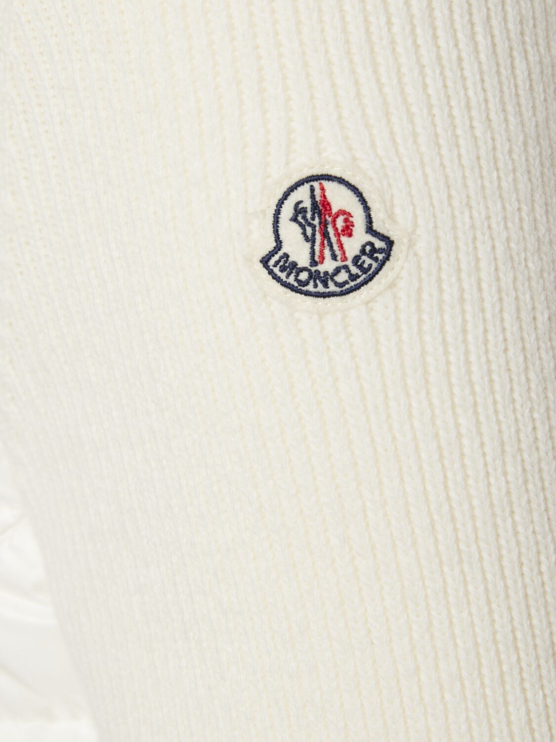 Shop Moncler Padded Wool Blend Down Cardigan In White